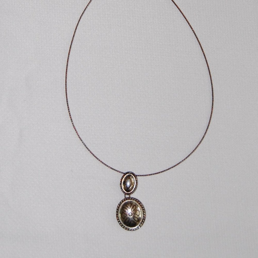 NAPIER  Choker Necklace  SilverTone With Black Etching  6 1/4" Long